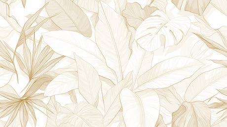 Beige palm and monstera leaf wallpaper design file showing intricate botanical pattern details