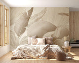 Botanical line art wallpaper in modern entryway