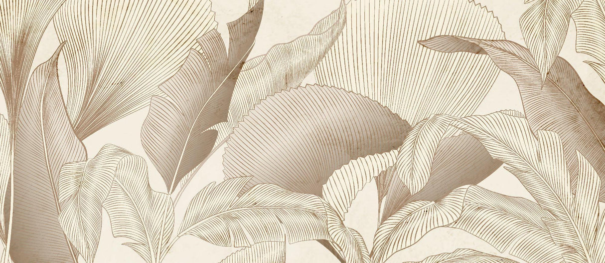 Palm leaf line art wallpaper design file showing intricate pattern details