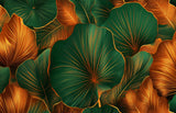 Design file of emerald green tropical leaves with gold accents pattern
