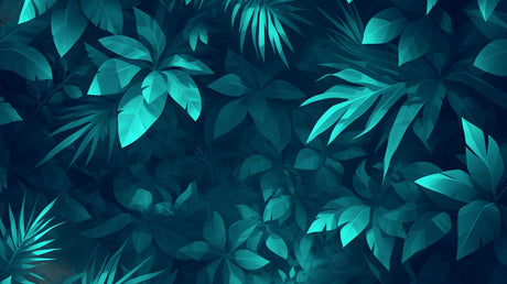 Emerald jungle wallpaper in cozy bedroom showing dramatic leaf shadows