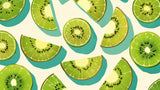 Fresh kiwi pattern design file showing detailed fruit segments and turquoise accents