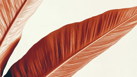 Orange banana leaf wallpaper design file showing intricate botanical pattern and rich terracotta tones