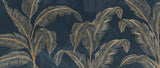Gold banana leaves on navy design file showing intricate botanical pattern and metallic details