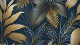 Gold leaf tropical design file showing detailed art deco pattern on navy background