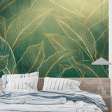 Tropical leaf pattern making a statement in an elegant dining room