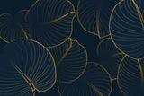 Design file showing detailed gold palm leaves pattern on navy background
