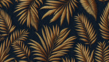Gold palm leaves on navy design file showing detailed metallic botanical pattern