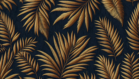 Gold palm leaves on navy design file showing detailed metallic botanical pattern