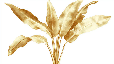 Golden banana leaves design file showing detailed botanical pattern on white background