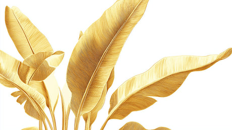 Tropical banana leaves design file showing detailed golden pattern on white background