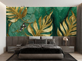Tropical wall mural showcased in home office with natural lighting