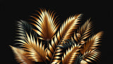Golden palm leaves on black wallpaper design file showing detailed metallic botanical pattern