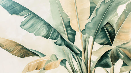 Banana leaf wallpaper design file showing intricate botanical pattern details