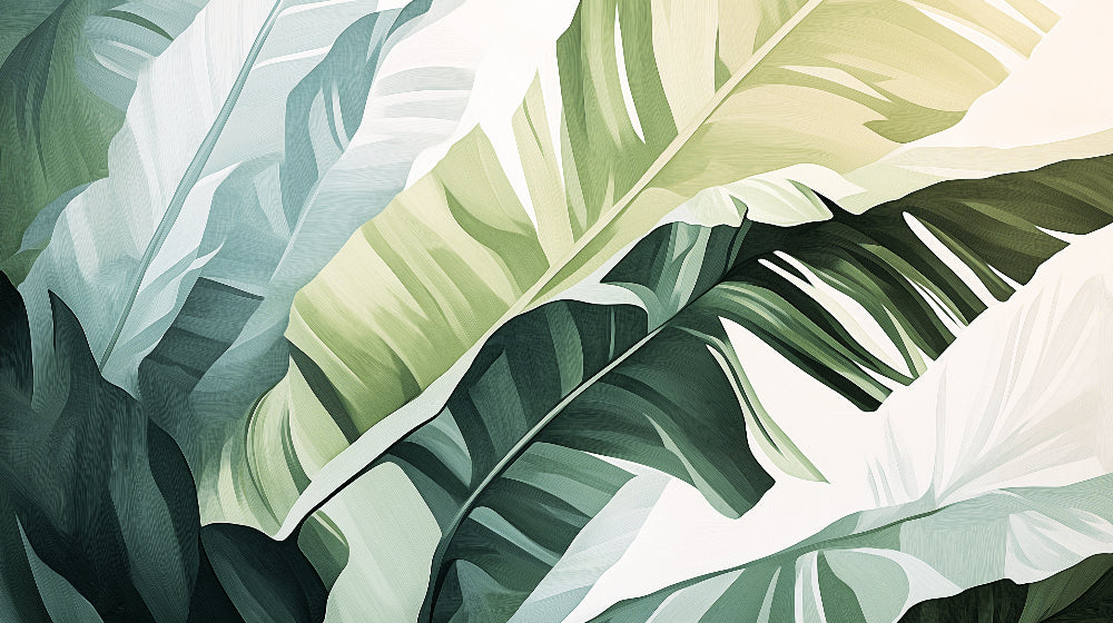 Large banana leaf design file showing detailed tropical pattern and rich green tones
