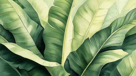 Large banana leaf pattern design file showing detailed botanical textures and natural green shades