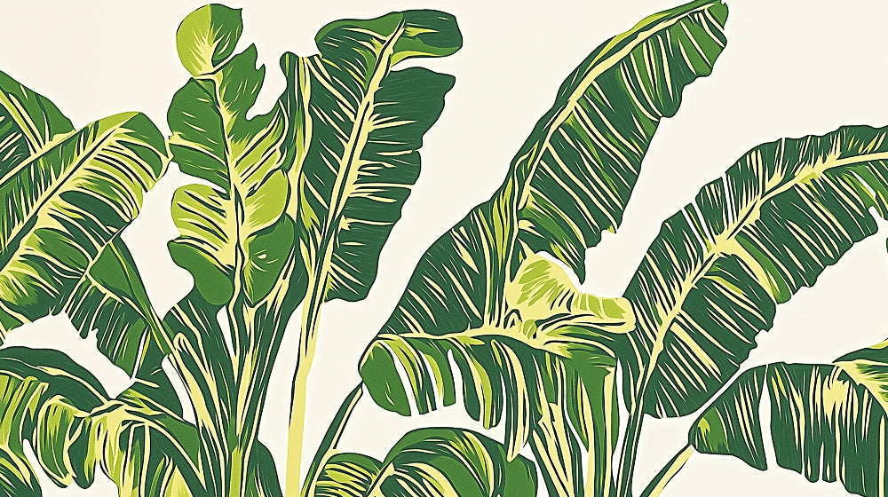 Large banana leaf pattern design file showing detailed green botanical illustration
