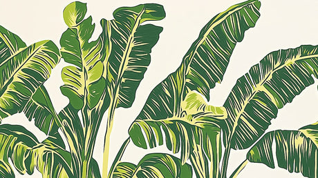 Large banana leaf pattern design file showing detailed green botanical illustration