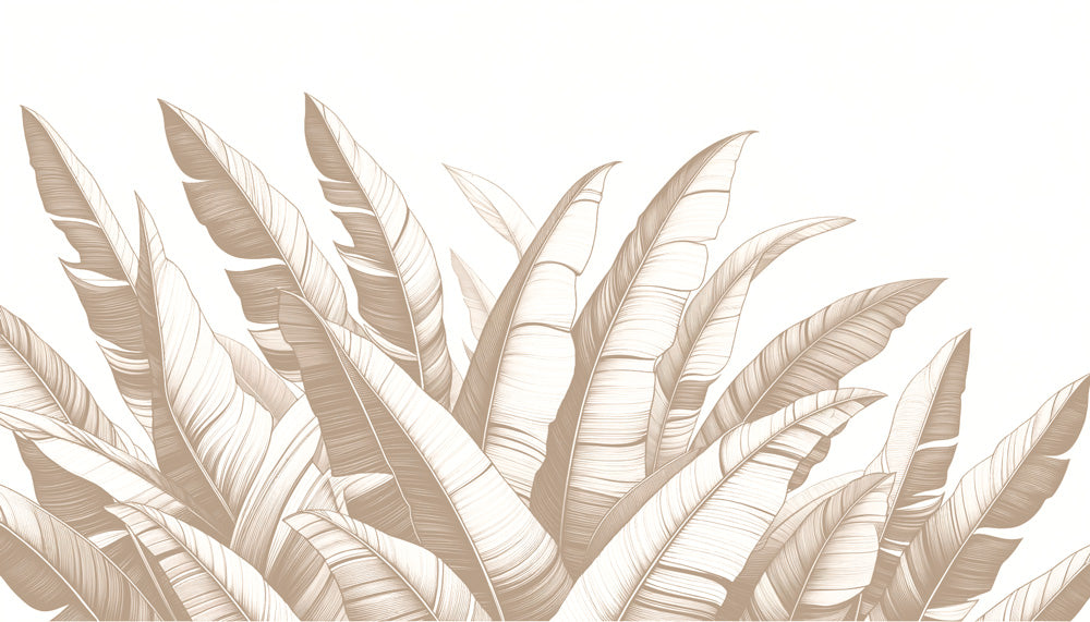 Beige banana leaves wallpaper design file showing detailed botanical pattern