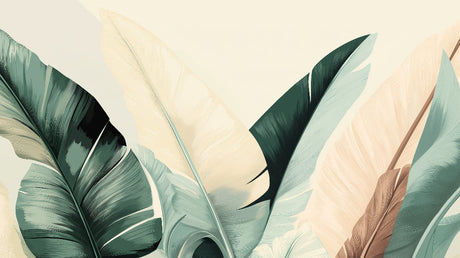Large feather leaves wallpaper design file showing detailed green and beige pattern
