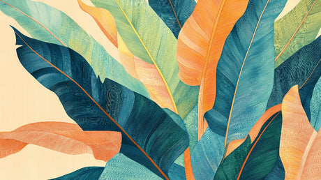 Tropical banana leaf wallpaper design file showing detailed leaf pattern and rich color palette