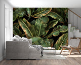 Botanical wall mural bringing nature inside a contemporary home office