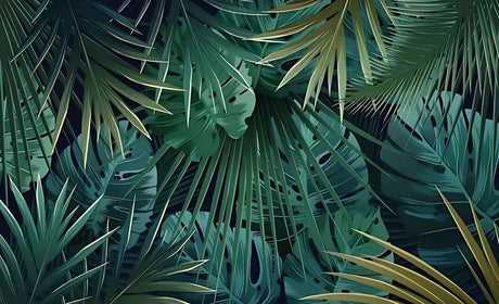 High-resolution design file showing detailed tropical palm and monstera leaf pattern