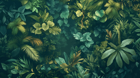 Monstera wall mural adding depth to minimalist bedroom with natural light