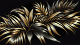 Luxury black and gold palm leaf wallpaper design file showing intricate metallic details and pattern repeat
