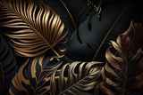Black and gold tropical palm leaves design file showing intricate pattern details