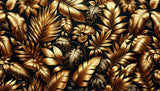 Gold Tropical Wallpaper design file showing detailed metallic foliage pattern on black