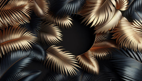 Gold and black palm leaves design file showing intricate metallic botanical pattern