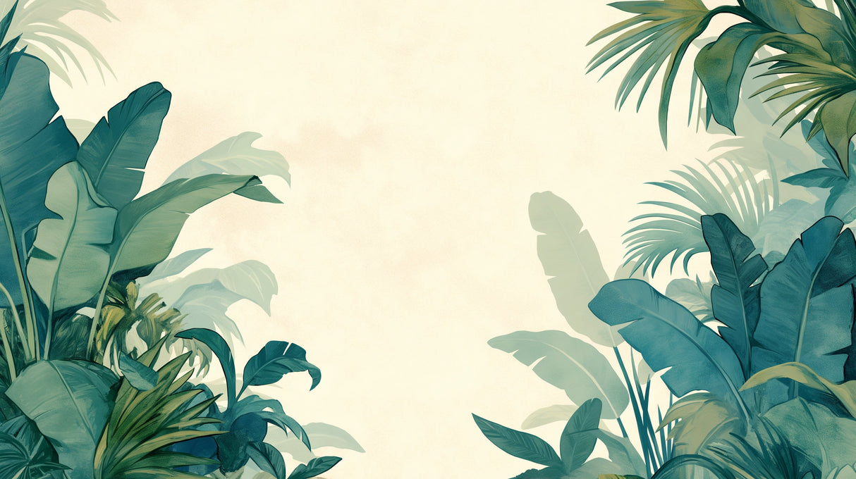 Minimal tropical wallpaper creating calm atmosphere in master bedroom