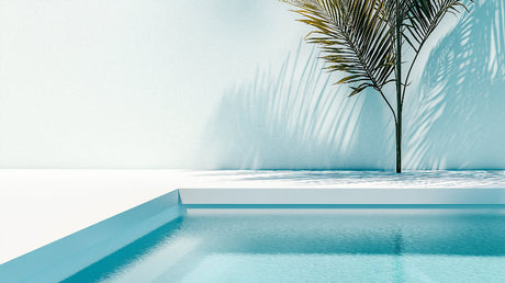 Tropical minimalist palm shadow design file showing the refined pattern and ethereal turquoise tones