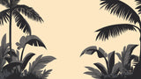 Black palm silhouette wallpaper design file showing full tropical pattern on beige background