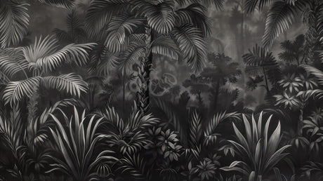 Design file showing detailed black and white palm leaves pattern
