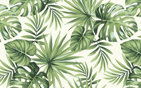 Monstera and palm leaves design file showing detailed botanical pattern on white background