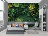 Botanical wall mural bringing nature indoors in home office space