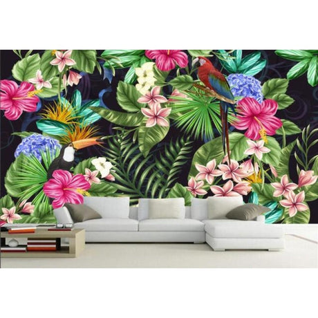 High-resolution design file showing detailed monstera and palm leaf pattern on white background