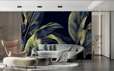 Palm leaf mural making a statement in an entryway