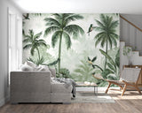 Paradise wallpaper creating an exotic atmosphere in an entrance hall