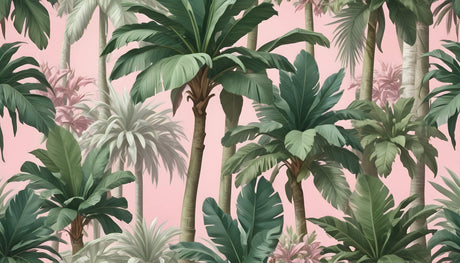 Design file showing detailed palm tree pattern on pink background