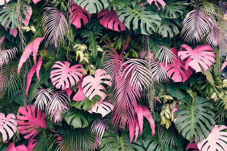 Pink Monstera and Palm Leaves design file showing intricate tropical pattern