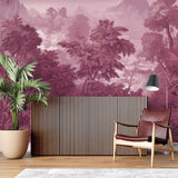 Pink paradise tropical mural adding depth to dining room walls