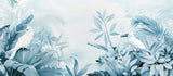 Design file of blue tropical palm leaves pattern on white background