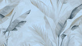 Blue palm leaves design file showing detailed botanical pattern and soft watercolor effects