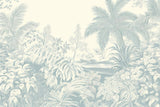 Design file showing detailed palm leaf pattern in soft blue tones