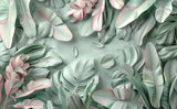 Tropical leaf wallpaper design file showing detailed pink and green botanical pattern