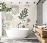 Green botanical wallpaper making a stunning statement in a home office setting
