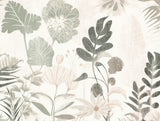 Design file showing detailed botanical leaf pattern in soft sage green tones